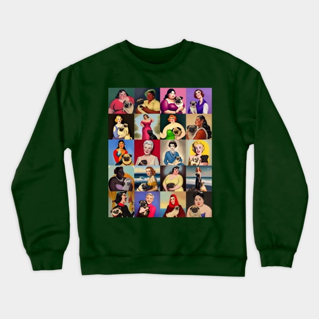 Pinup Pugs Crewneck Sweatshirt by FivePugs